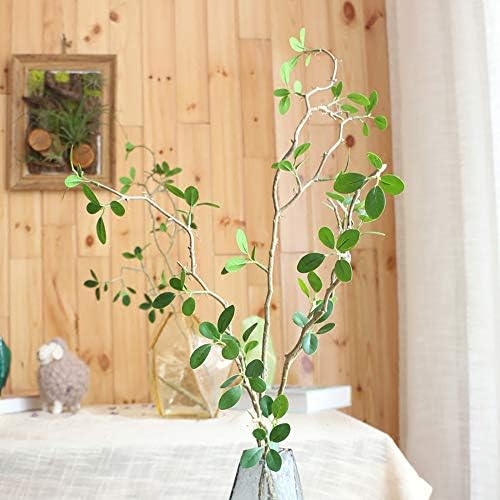 Ollain 43 Greante artificial Plantas de folhas falsas de folhas verdes eucalytus ramos Ficus Twig Fern arbustos verdes