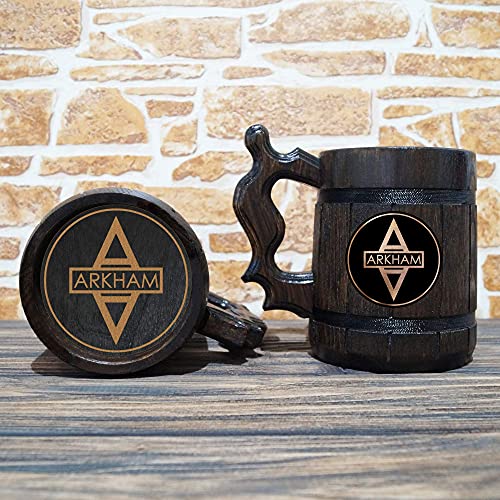 Caneca de cerveja de asilo Arkham, caneca de cerveja de madeira, presente de jogador, caça de cerveja personalizada, tanque