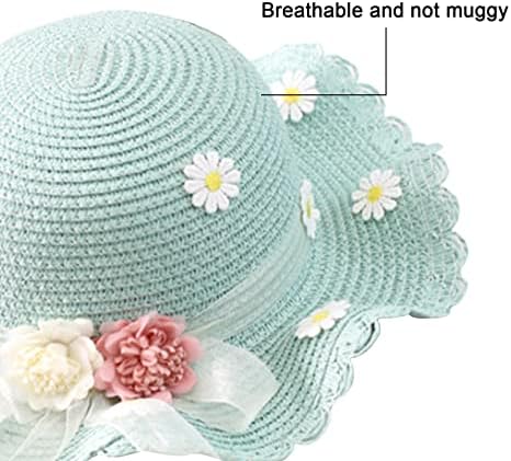 Chapéu de sol do sol das meninas com bolsa de ombro grande Brim flor praia praia de verão chapéu de palha bolsa de praia fofa flor
