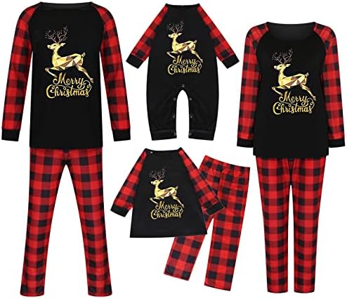 Pijamas de Natal em família Conjuntos de combinação de Natal PJS para adultos Holida Holida Home Xmas Sleepwear Set
