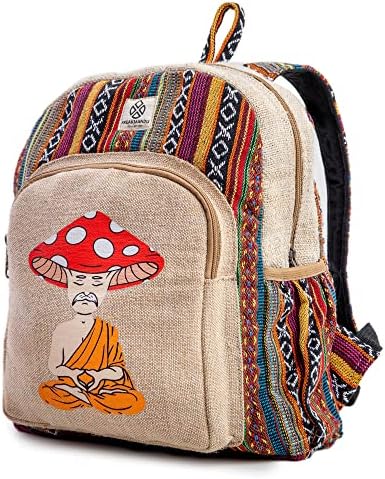 Coleções Freakmandu Mushroom Head Hemp Backpack Bag - ECO amigável exclusivo unissex rústico durável