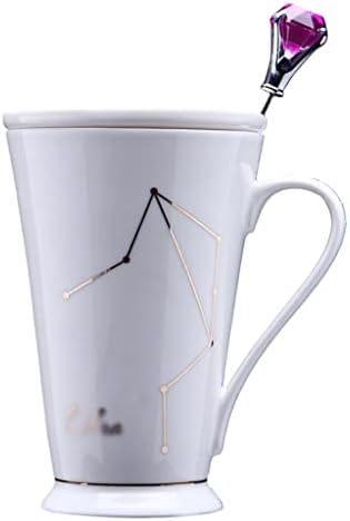 Zodíaco nórdico Zodíaco Nórdico Cup de água Appliques Bone China Coffee Caneca com colher de tampa Cuis de casal de cerâmica