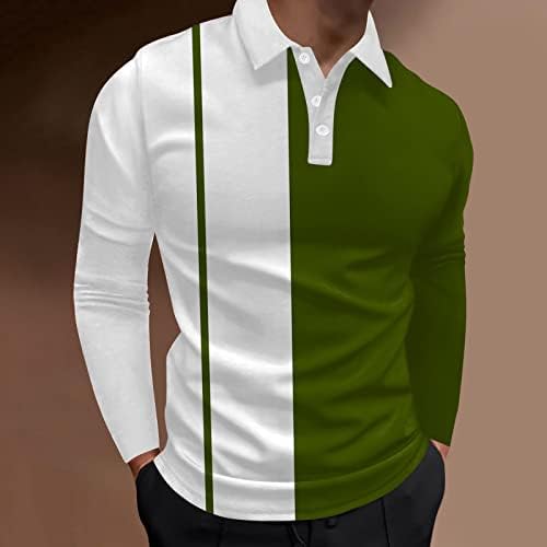 Camisas masculinas Four Seasons Leisure Fashion Stitching Color Contrast Design Botão de lapela Top de manga longa