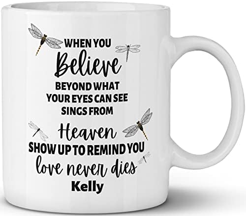 Caneca de Café Motivacional de Dragonfly - Quando você acredita além do que seus olhos podem ver - Copa Inspiradora