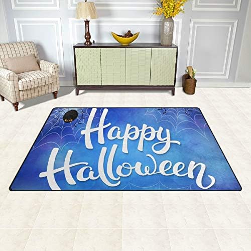 Tapete de área de Halloween Happy Alaza, Halloween Pattern Spider Floor Tapete de piso não deslizamento para o dormitório de jantar de jantar decoração de quarto 31x20 polegadas