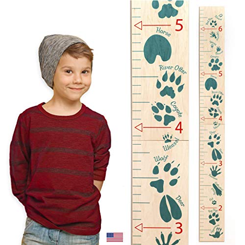 Cabeçalho de cabeceira de madeira de madeira para crianças, meninos e meninas - mapa de altura e medição de altura para parede - decoração