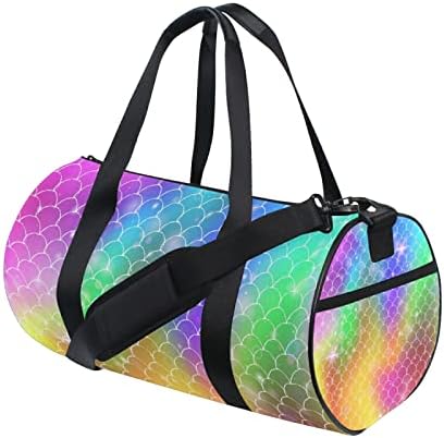 Mermaid Scale Duffel Bag, sacola de viagem de lona para esportes de ginástica e durante a noite