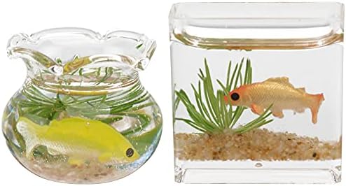 Decoracionas doiTool para salas de casa 2 PCs Mini casas de peixes de peixes desktop ornamentos