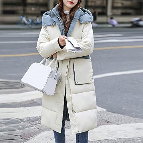 Jaqueta de soprador de cor sólida mais macia para mulheres equipadas com capuz parkas túnica de manga longa de inverno de inverno algodão casaco