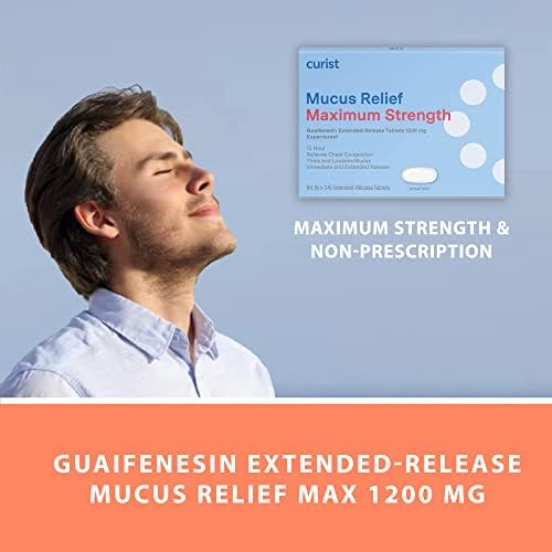 Alívio do muco de guaifenesina curista 1200 mg de resistência máxima - 84 contagem de comprimidos de liberação prolongada - reduza