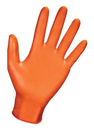 SAS Safety 66574 Astro-Grip Powder-Luge-Luvas Nitrônicas de 7 Mil, X-Large, Orange 100/BX