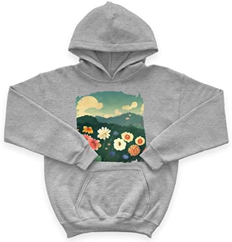 Ilustração Fleece Hoodie de esponja infantil - Hoodie Floral Kids - Hoodie de obra de arte para crianças