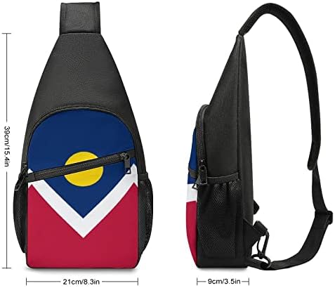 Bandeira de Denver Sling Sling Bag casual Crosualbody ombro mochila Bolsa de peito leve para caminhada de viagem