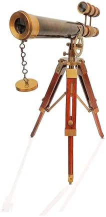 Telescópio de latão no suporte Tripode - Vintage antigo útil na decoração da casa