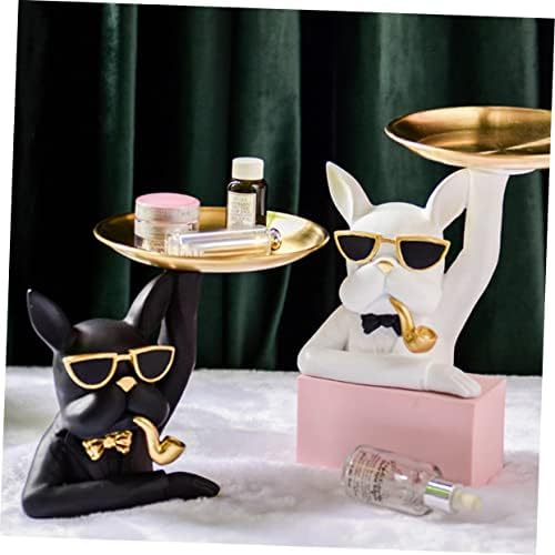 ABAODAM 1PC White Lady Lady Dog Cerâmica Sala de decoração de armazenamento criativo Toppers criativas Jóias de jóias de mesa de pé de mesa de figura com stand home for Porcelain Mini Holder Ring bandejas