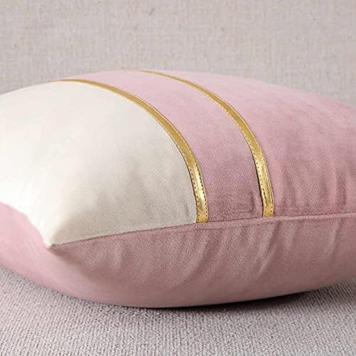 Wacomeco Velvet Throw Pillow Capas - Capas de almofada decorativa macia com couro dourado para sofá, carro de sala de estar, 18