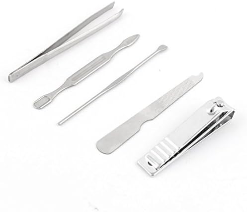 Qtqgoitem aço inoxidável manicure unhas clipper pick kit cuticle cuticle hressing kit de 5 em 1