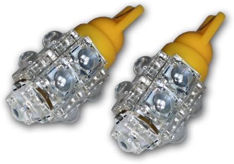 TuningPros LEDFS-T10-Y9 Sinal frontal Bulbos LED T10 Wedge, 9 Fluxo LED Amarelo 2-PC Conjunto