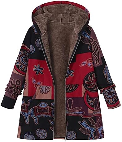 JXQCWY Vintage Western Aztec Print Jackets, Winter Geométrico étnico Fleece Sherpa Liled Harm Coat