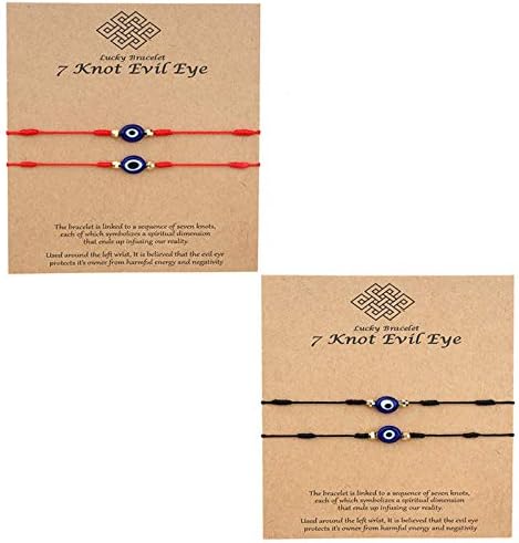 4pcs Lucky 7 nós Red String Red String Evil Eye Bracelet Madeir