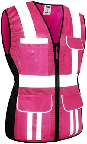 Colete de segurança para mulheres da JKWearsa, bolsões multi -bolsos de alta visibilidade RESTRO DE MESH DESH REFLEFRILIVIL
