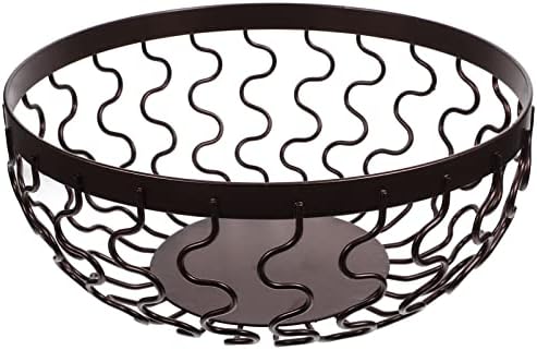 Zerodeko decoração de casa de metal arame cesta, tigela de frutas decorativas oco para cesta redonda cesta de cesta de cozinha cesto