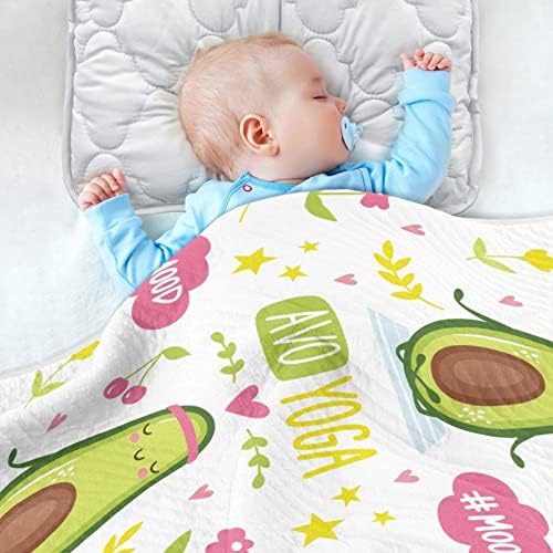 Cobertor de abafamento de abacate fofo de algodão de algodão para bebês, recebendo cobertor, cobertor leve e macio para berço, carrinho,