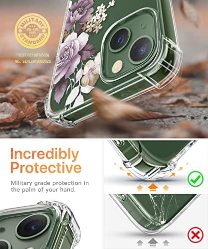 GVIEWIN Projetado para iPhone 13 capa de 6,1 polegadas, com protetor de tela de vidro temperado + protetor de lente da