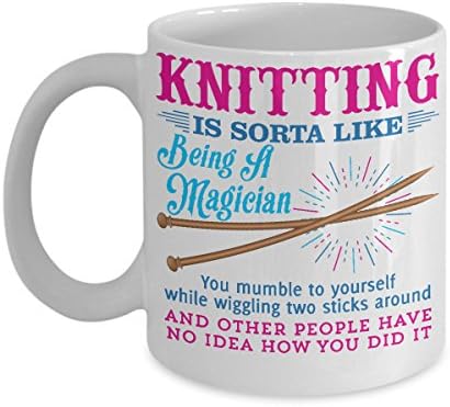 Caneca de tricô engraçado para mulheres - mágico de tricô - 11 oz. Coffee de cerâmica e xícara de chá para tricotados
