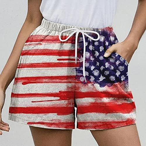 Ruiruilico 4 de julho shorts patrióticos para mulheres de verão Casual Casual Casual Elastic com cintura shorts com bolsos