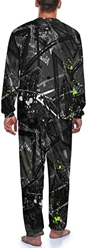 Resumo de textura de textura abstrata elemento geométrico de pijama masculino conjunto de manga longa Sleepwearwear loung soft pjs para viagens em casa