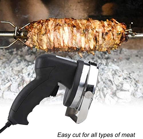 Máquina de fatizador de carne ， ​​80W Mão de mão turca Faca de kebab Slicer elétrico de kebab pode ajustar a espessura