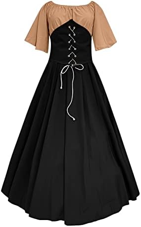 Jegulv Women Gothic Elf Fairy Dress With Corset Renaissance Trajes Victorian For Women Patchwork Sleeve Sleeve Dress