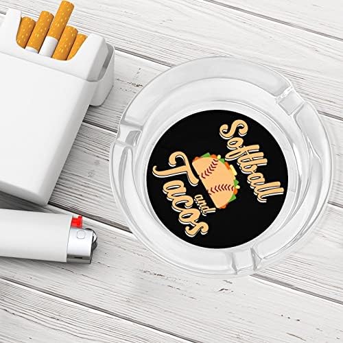 Tacos de softball redondos de cinzas de vidro para cigarros bandeja de cinzas de fumantes fofas