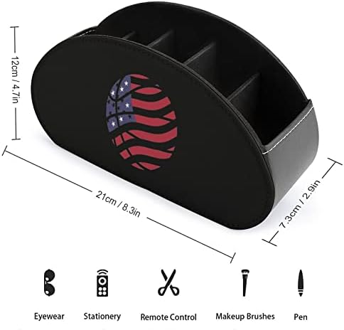 American Flag Baseketball Modern Remote Control titular com 5 Compartamentos PU Couro Muti-Funcional Organização de Organizador