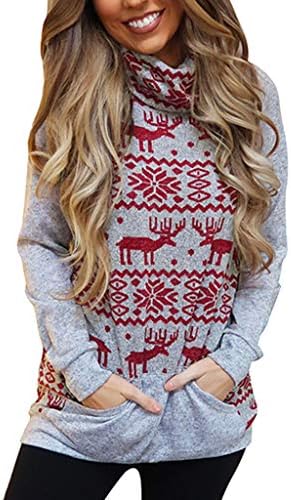 Moletom feminino moletom então lian natal gurtleneck snowflake elk suéter de lã de lã Tops de tricô de natal