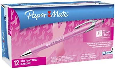 Paper Mate 70672 FlexGrip elite canetas de esfera retráteis, ponto médio, cano rosa, 12 contagem