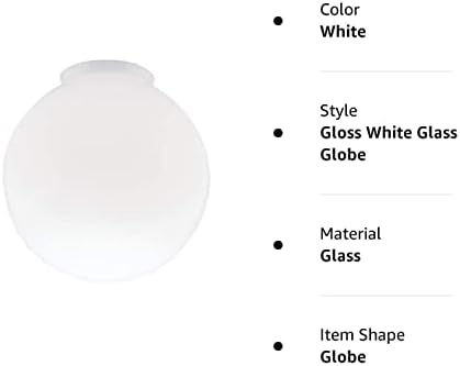 Iluminação Dysmio 6 polegadas de diâmetro-3-1/4 polegadas globo de vidro branco brilho soprado