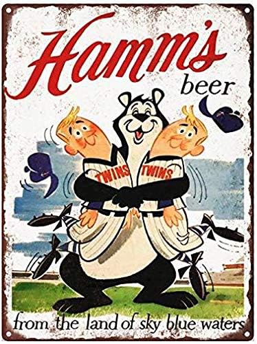 Paboe hamms beer urso gêmeos 8x12 decoração de parede de sinal de metal retro de estanho vintage