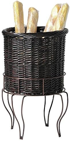 Merchandisers móveis Antique Bronze Wire Wicker Pedestal Basket Set - 18 dia x 28 h