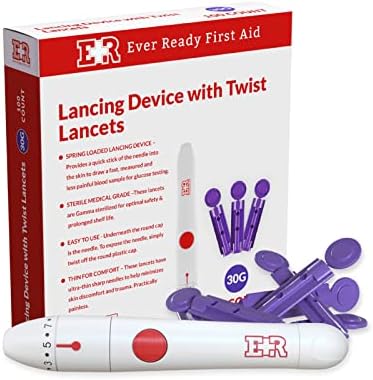 Dispositivo de Lancing de primeiros socorros sempre prontos com 100 Lancets de torção de calibre 30 para testes de açúcar no sangue