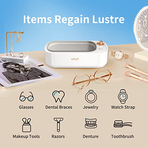 Limpador de jóias ultrassônicas, limpador ultrassônico portátil de 48khz com 4 modos para óculos, alça de relógio, brincos, anel,