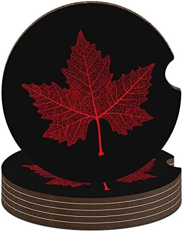Red Maple Leaf Wooden Cup Co-russa Titular de copos não deslizamento Conjunto de presentes de decoração de interiores 6pcs