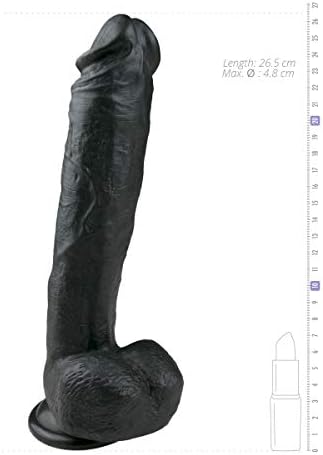 Easytoys Dildo Collection - Dong real com bela bolota para sensação real - 26,5 cm - preto - PVC macio sem ftalato - Dong