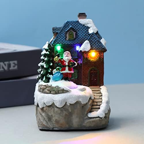 Ornamentos de natividade de nuobestim casas de cenas de Natal da aldeia Light Up Christmas LED Miniature House Village Papai Noel