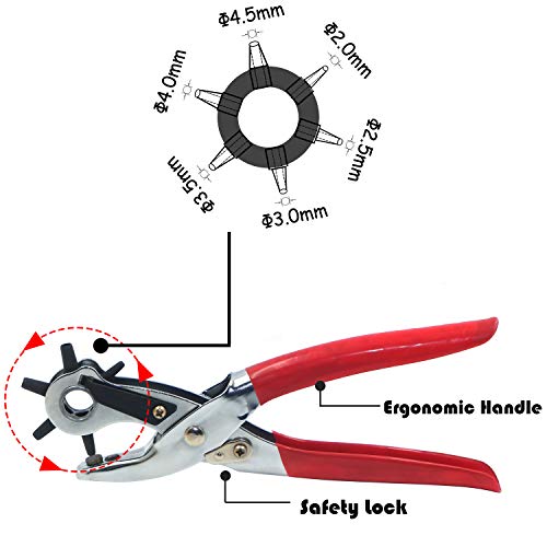 Httmt- Professional Celure Hole Punch Pellers para o cinto de serviço pesado Buracos giratórios da mão nova [P/N: ET-TOOL014-RED]