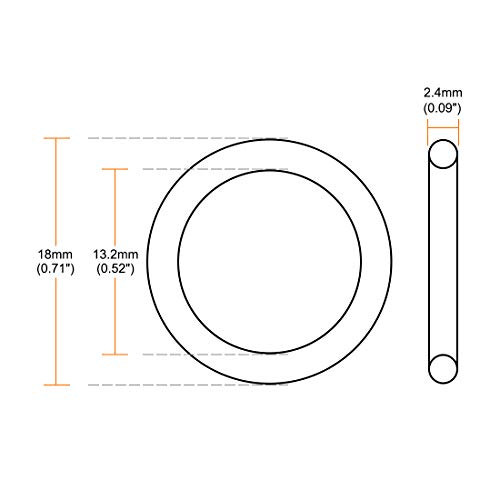 Uxcell Fluorine Rubber O-rings, 18mm od 13,2mm ID de 2,4 mm Largura FKM Junta de vedação para encanamento de máquinas, verde, pacote de 10