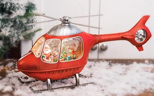 Christmas Snow Globes Helicóptero Música Lanterna de Água, Árvore de Natal de Papai Noel e Cena de Crianças Usb Powerd, e