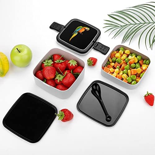 Parrot Bird Bento Box Double Camada All-In-One Packable Lunch Recchaner com colher para viagens de trabalho de piquenique