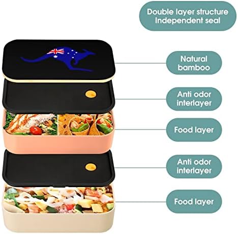 Bandeira australiana Bandeira Bento Bento Box à prova de vazamentos Bento Box Recipientes de comida com 2 compartimentos para piquenique de trabalho offt
